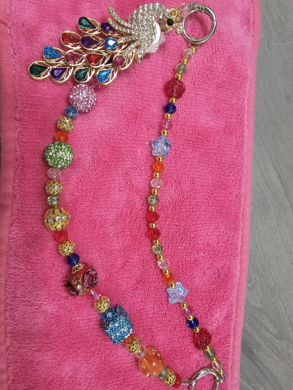Colorful Multicolor Beaded Statement Bagcharm - Picture 8 of 9